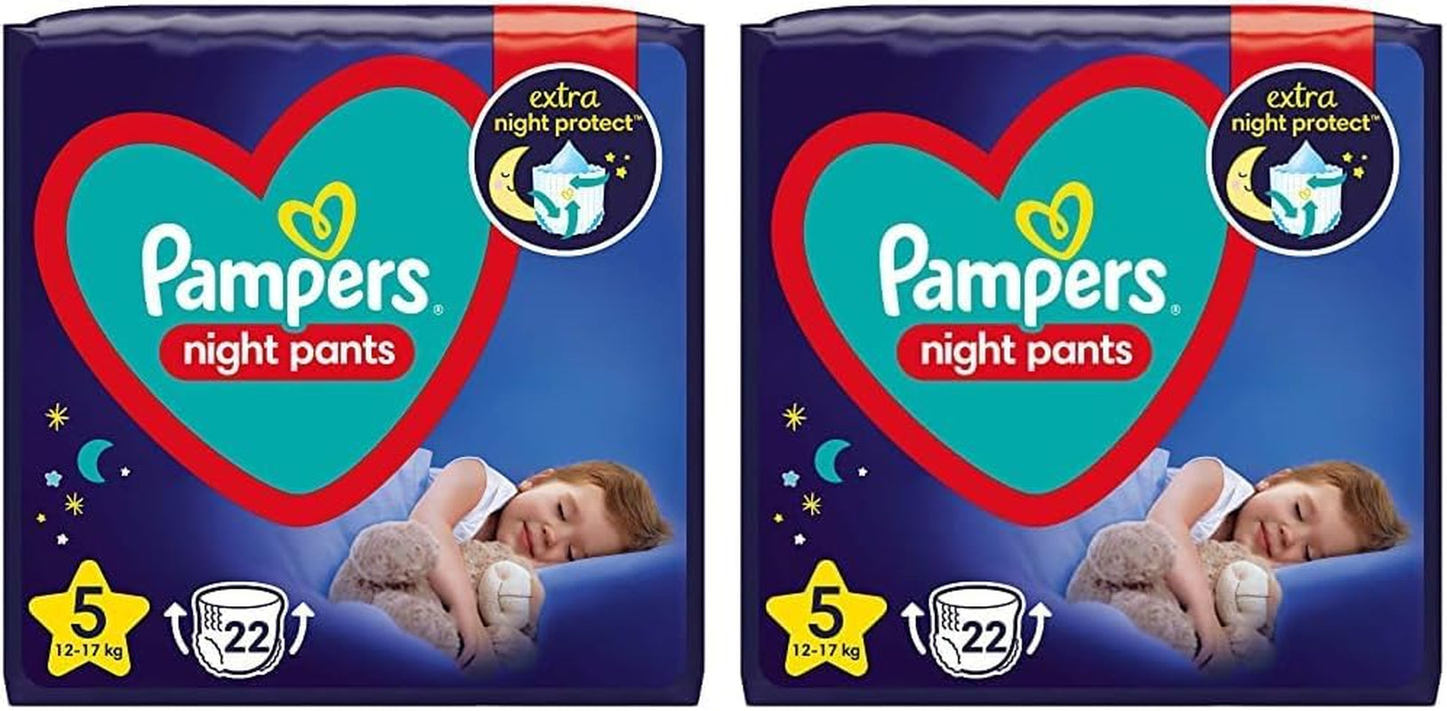 Pannolini Night Pants (vecchia versione), taglia 5, 22 pezzi, 12 kg-17 kg (confezione da 2)