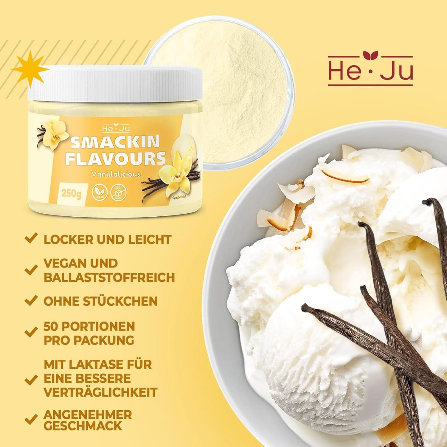 He-Ju, Polvere al gusto di vaniglia, 250 grammi Aromas Naty Shop