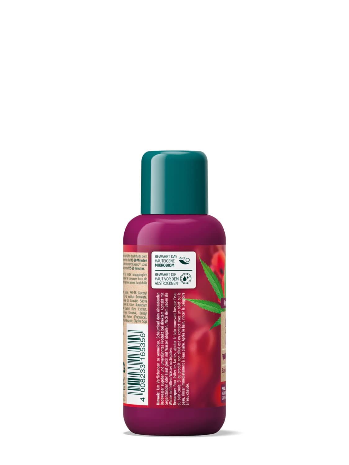 Aroma Kneipp, additivo da bagno con oli naturali di papavero rosso e canapa, per una sensazione di pelle morbida e levigata, 100 ml Doccia e bagno Naty Shop