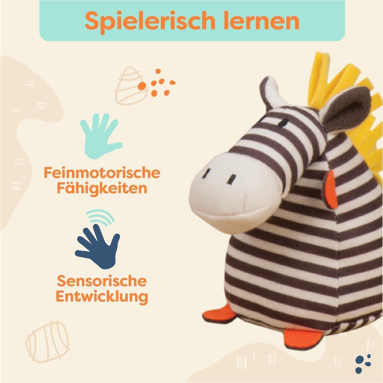 B. Toys Set di giocattoli per bambini con peluche Zebra, anello per la dentizione, mattoncini morbidi e palline - Set regalo di giocattoli di motricità per neonati a partire da 0 mesi Giocattoli per bambini Naty Shop