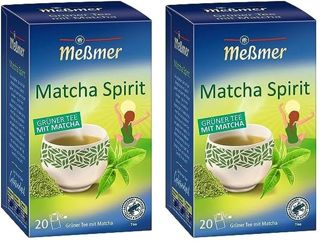 Meßmer SPIRITO MATCHA | Tè verde con Matcha | 20 bustine di tè | Vegano | Senza glutine | Senza lattosio (confezione da 2)