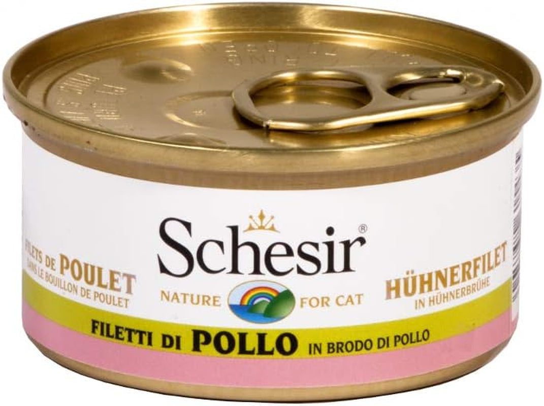 Filetti di Pollo per Gatti in Zuppa, Cibo Umido per Gatti nella Zuppa Cucinata, 24 Lattine x 70g