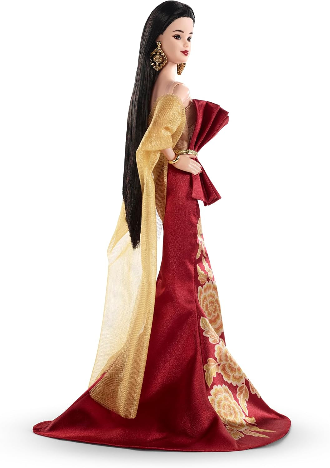 Barbie Signature bambola Capodanno lunare in abito rosso con collezione di peonie dorate JJX83