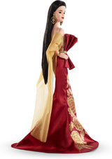 Barbie Signature bambola Capodanno lunare in abito rosso con collezione di peonie dorate JJX83