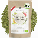 Tè Yerba Mate biologico L'originale tè Mate sfuso da 1 kg Alto contenuto di caffeina Non tostato Essiccato all'aria Testato in laboratorio Foglie di Mate Confezionato in Germania Qualità Premium Gräfenhof