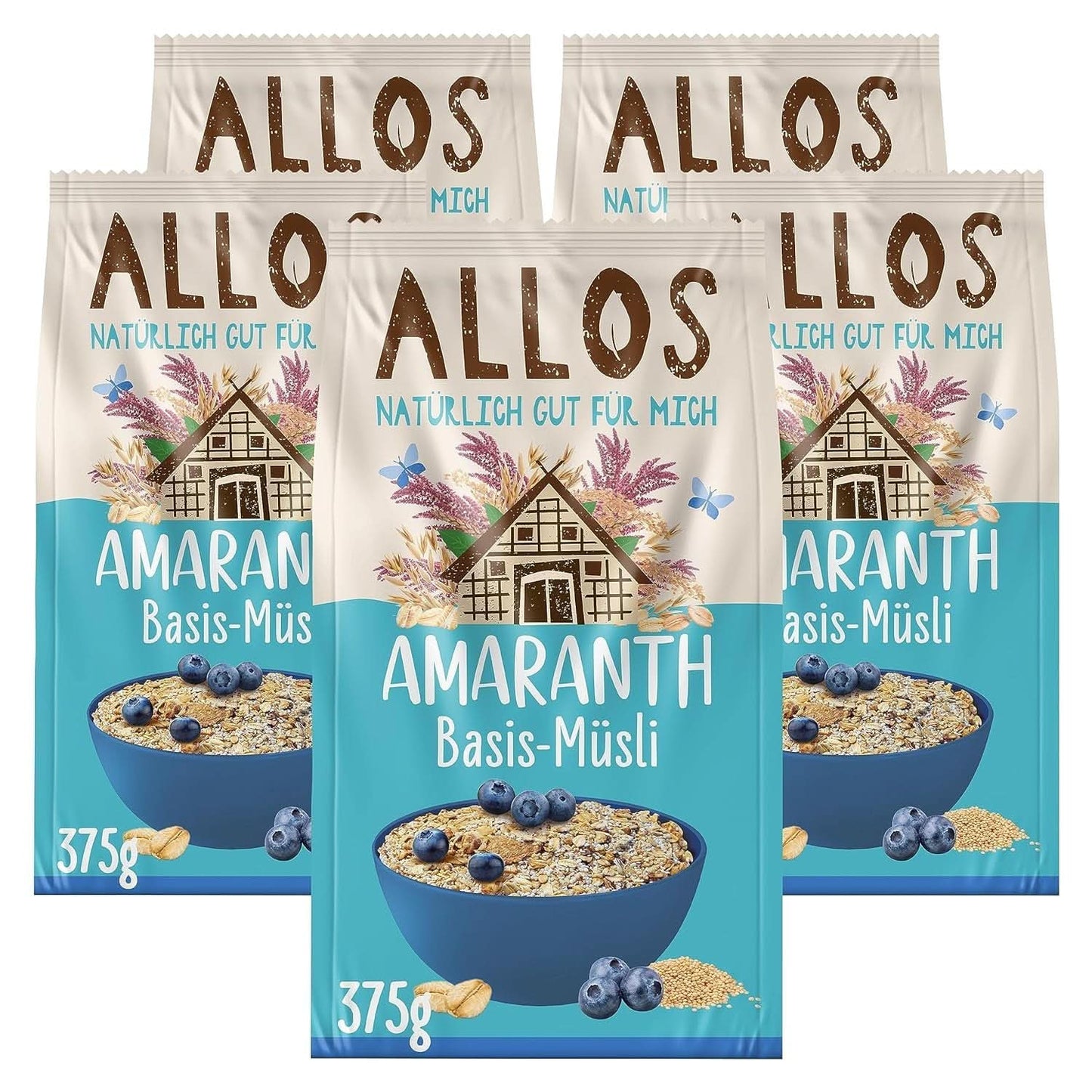 Allos, muesli ai frutti di bosco non zuccherato, confezione 5 x 500 grammi Cereals Naty Shop Muesli a base di amaranto