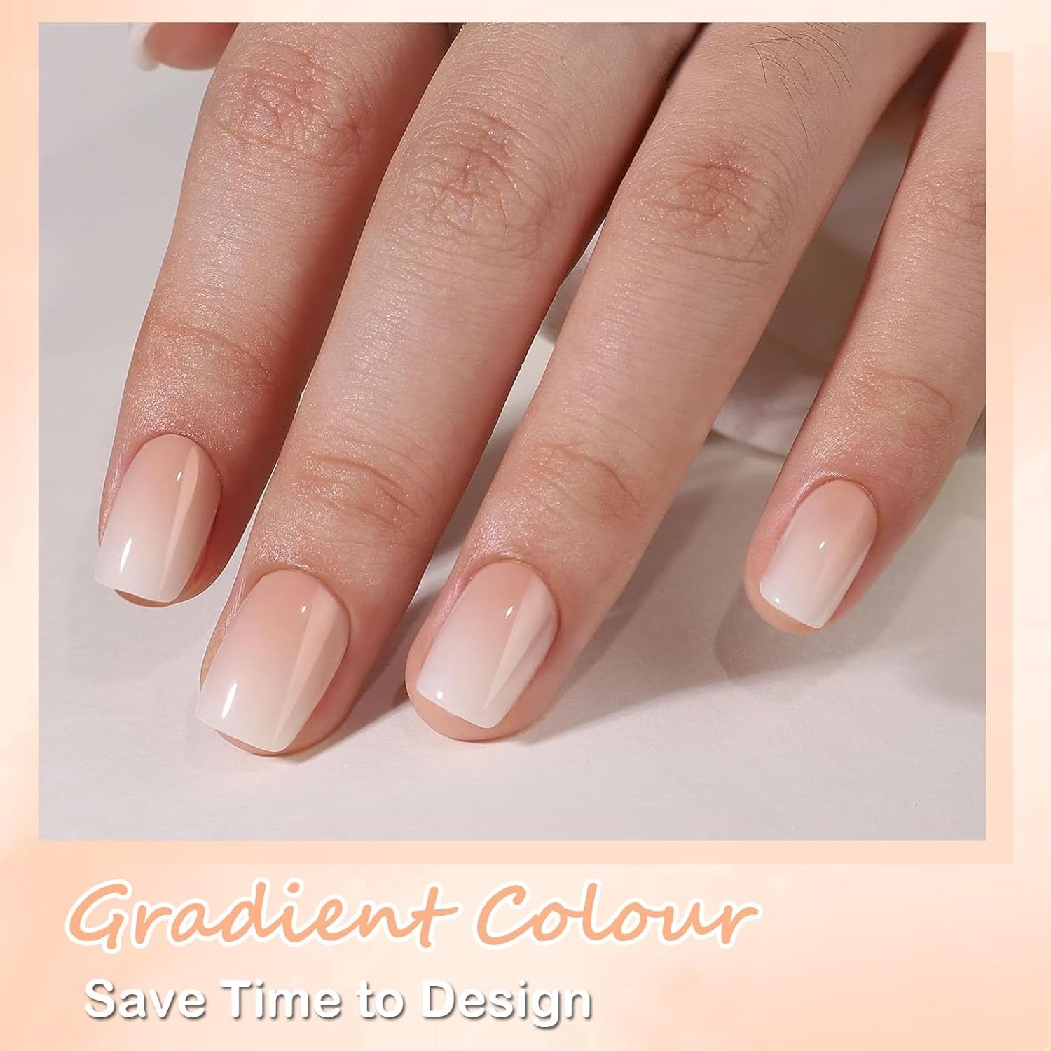 Set Unghie Finte - 240 Pezzi Unghie Corte Quadrate Modello In Gel Morbido Nude Sfumatura Bianca Colla Naturale Finta Su Unghie Finte Per Donne Fai Da Te (Nude Gradient, 240X)