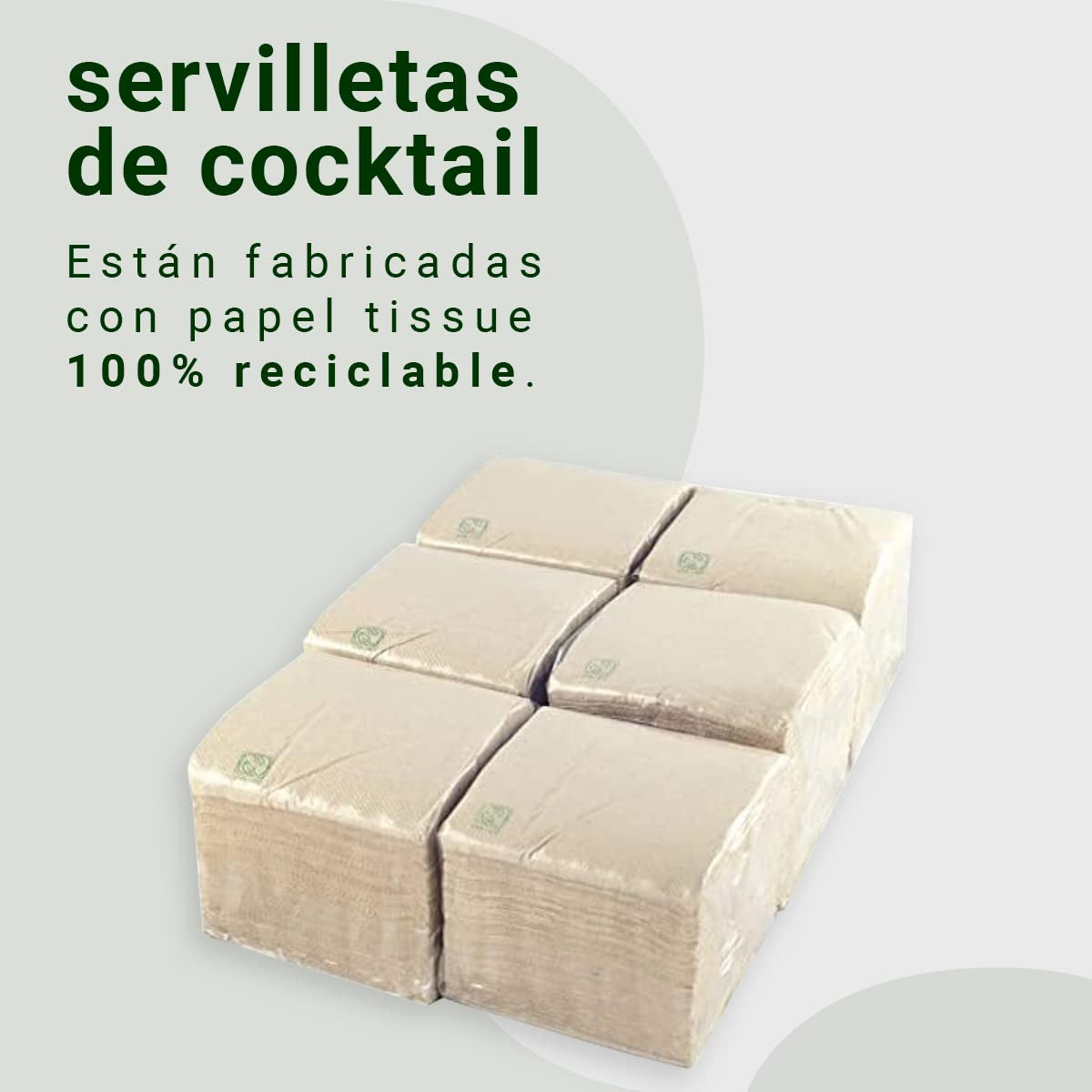 - 600 tovaglioli da cocktail della marca Bio-Eco - Colore naturale - 100% riciclabile - Micropoint - 10 X 10 Cm (piegato) e 20 X 20 Cm (non piegato)