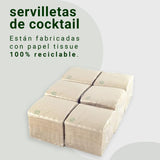- 600 tovaglioli da cocktail della marca Bio-Eco - Colore naturale - 100% riciclabile - Micropoint - 10 X 10 Cm (piegato) e 20 X 20 Cm (non piegato)