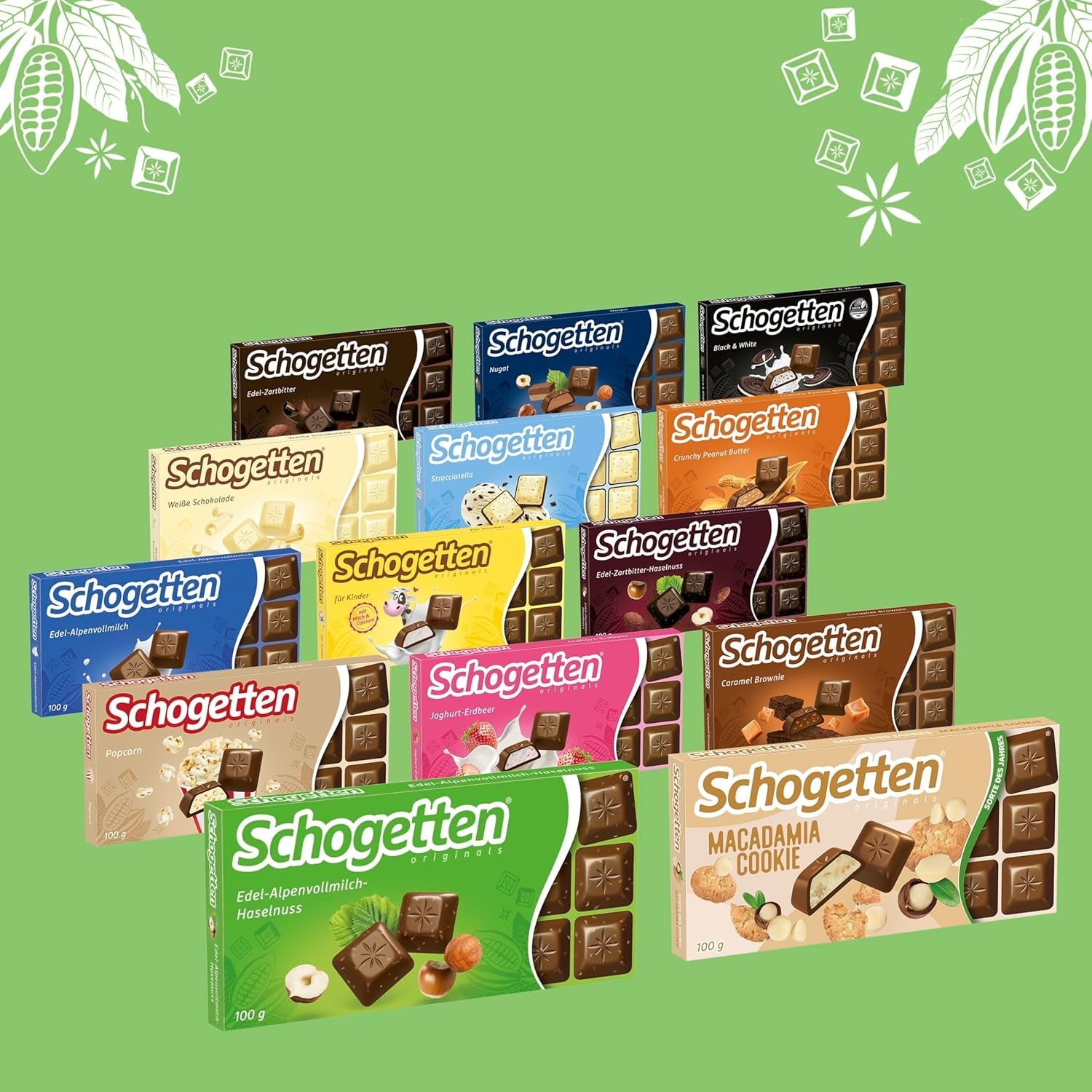 Schogetten Premium Cioccolato al latte alpino con nocciole, tavoletta di cioccolato da 100 g, porzionato individualmente. Una delizia. Pezzo per pezzo.