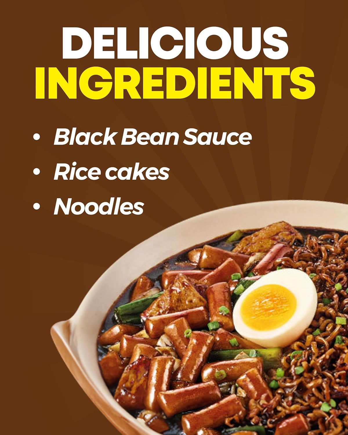 NONGSHIM Rapokki (Jjajang, 400 ml) – autentico street food coreano, ramen e torte di riso, fagioli neri; facile e veloce da preparare, pronto in 4 minuti