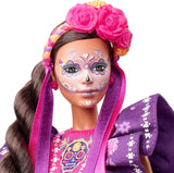 Bambola Barbie Día De Muertos 2022 con abito tradizionale arricciato, ghirlanda di fiori e pittura per il viso Calavera, regalo per collezionisti