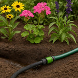 Tubo antigoccia Kinzo 15M Ø14mm - Tubo da giardino con 3 raccordi - Tubo da giardino a risparmio idrico per sistemi di spruzzatura - Tubo nero