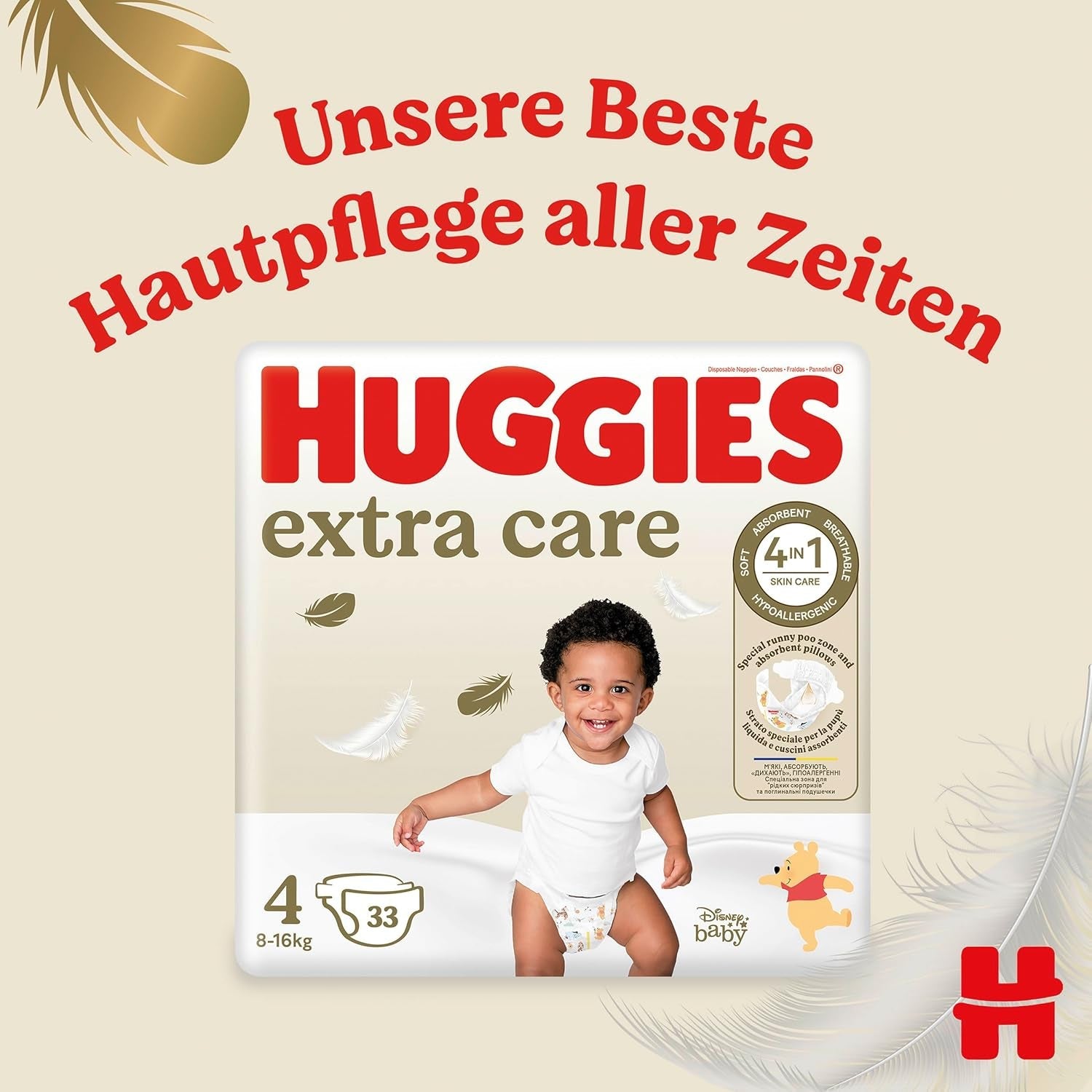 Pannolini per bambini Huggies Extra Care Disney, taglia 4, 120 pannolini (2x60), scatola mensile