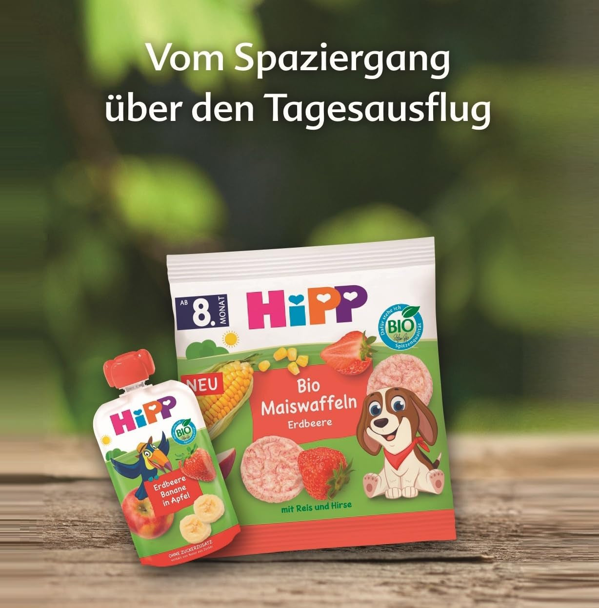Waffle di mais biologico HiPP con fragole (8 x 23 g), spuntino per bambini a partire da 8 mesi, addolcito solo con frutta e verdura, senza glutine, migliore qualità biologica (confezione da 2)
