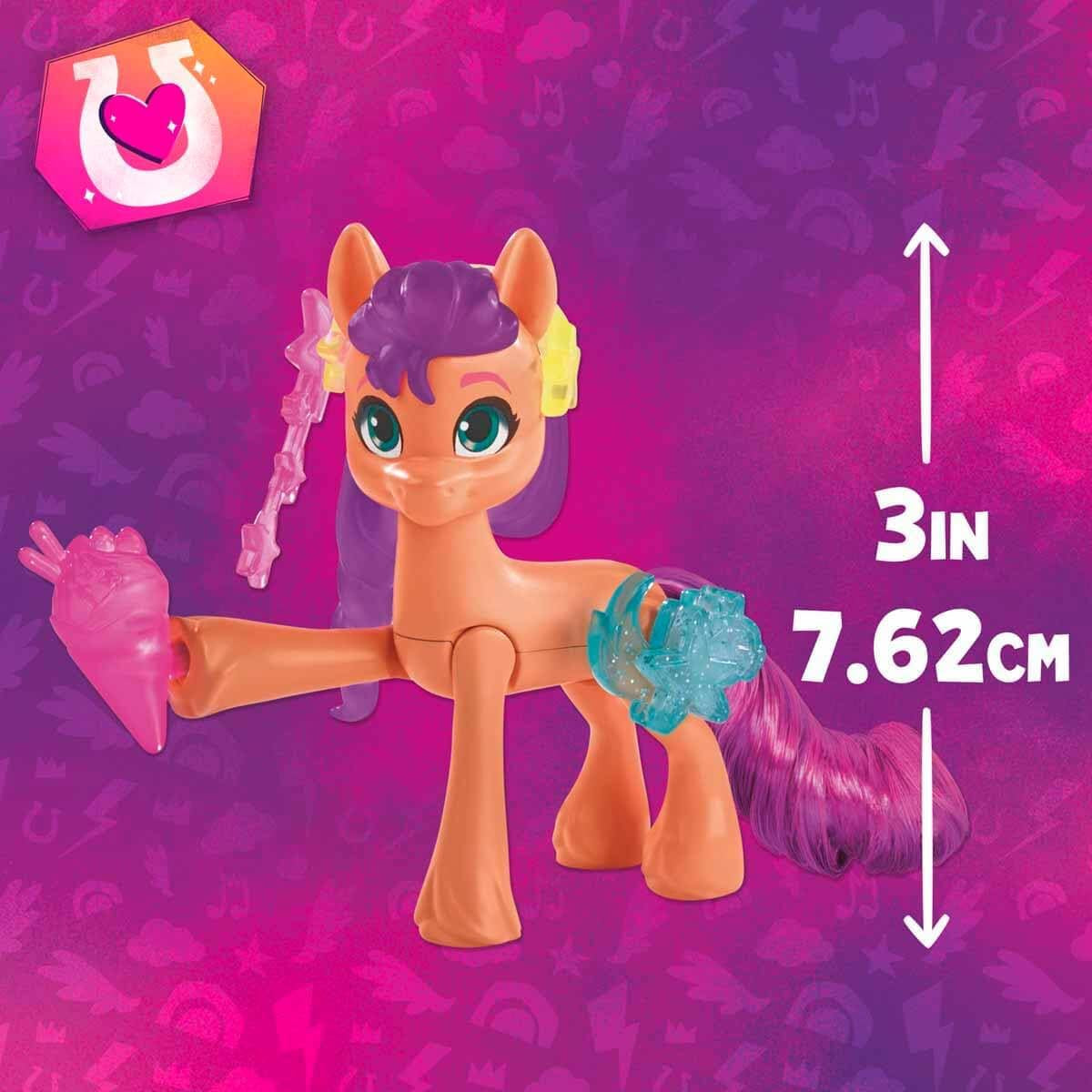 My Little Pony - Scopri il tuo Sparkle Pony: Beauty Mark Magic Sunny Starcout, Pony dallo zoccolo al cuore 7,5 cm, dai 5 anni in su, F5250, Multicolore