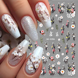 Adesivi per unghie con fiori di prugna, Adesivi per unghie con fiori bianchi e rosa, Adesivi per unghie con fiori in rilievo, Adesivi per unghie con fiori primaverili ed estivi, Disegni per unghie, Accessori per unghie, Nail Art