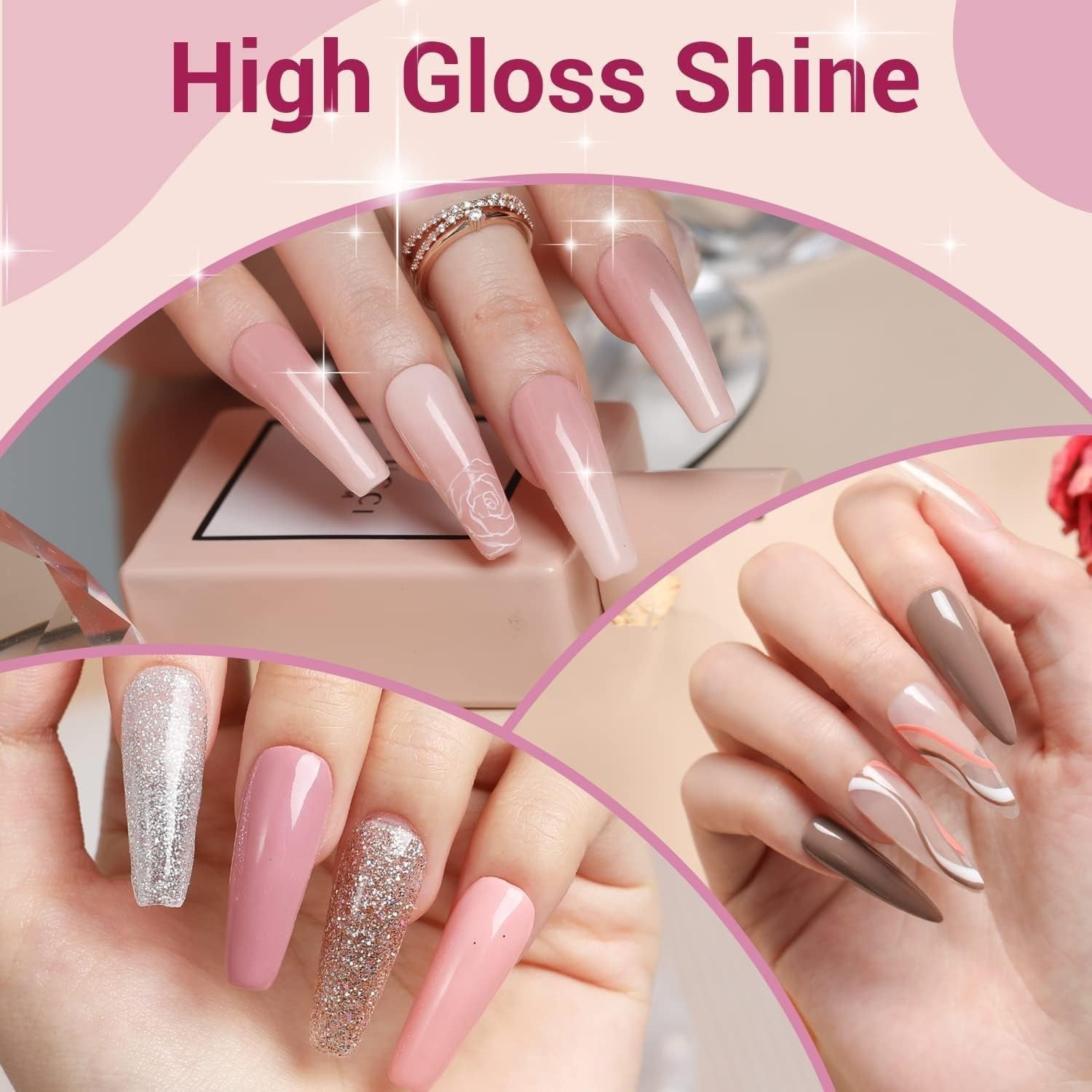 Modelones Set Smalti Gel per Unghie 35 Pezzi, Set Smalti Gel UV con Lampada da 48 W, Set Smalti Gel per Unghie Nude Marrone Bianco Rosa, Set Smalti Gel UV con Base Top Coat Set per Unghie
