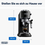De'Longhi Dedica Style EC 685.B – Macchina per caffè espresso con portafiltro, macchina per caffè espresso con montalatte professionale, larga solo 15 cm, per caffè macinato o capsule ESE, serbatoio acqua 1 l, nera
