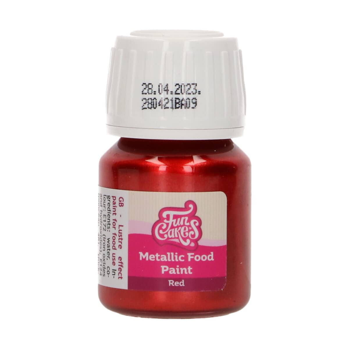 Funcakes Red Metallic Food Paint: crea effetti metallici su fondente, marzapane, glassa reale e biscotti. Colorante alimentare 100% commestibile, Halal, adatto a vegetariani e vegani, 30 ml