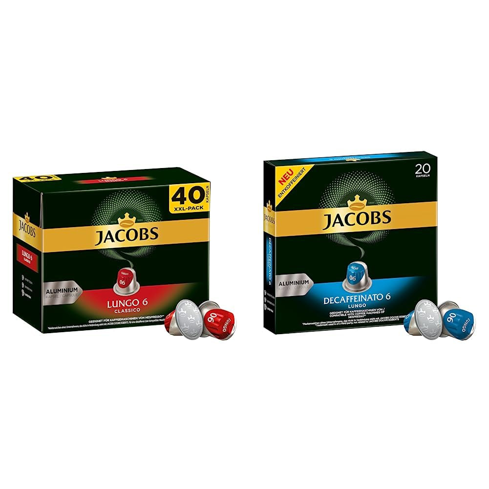 Kaffeekapseln Lungo Classico (nur für kurze Zeit) Megapack XXL & Kaffeekapseln Lungo Decaffeinato- Intensität 6-200 Capsule compatibili Nespresso, 10er Pack, 10 x 20 Getränke