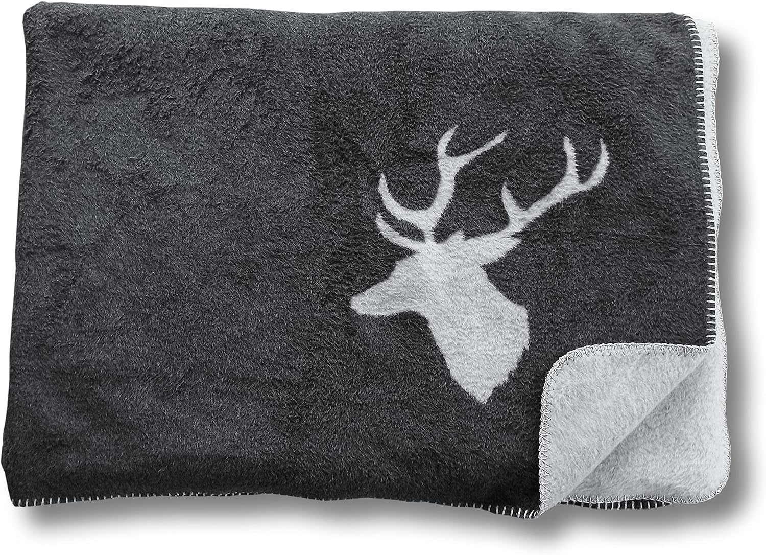 David Fussenegger 41179740 Coperta in cotone Sylt con cervo, 140 X 200 cm Letti e piumini David Fussenegger Grigio 150 X 200 cm