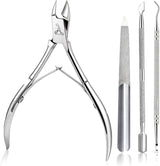 ARMIZ Set di 4 pinze e spingi cuticole, set di strumenti professionali per la rimozione delle cuticole, pinze multiuso per manicure e pedicure in acciaio inossidabile