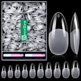 Becellen 500 punte per unghie artificiali, punte per unghie in gel morbido, copertura completa, punte per unghie in gel, unghie artificiali pre-lucidate, set di colla per nail art fai da te (mandorle)