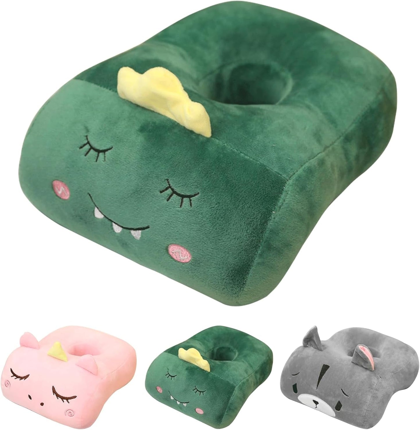 Cuscino per dormire da ufficio in cotone memory, carino per il buco dell'orecchio, morbido cuscino per il sonno, per dormire sul lato, per donne, ragazze, bambini (gattino grigio) Cuscini ortopedici cervicali Naty Shop Shy Dinosaurs