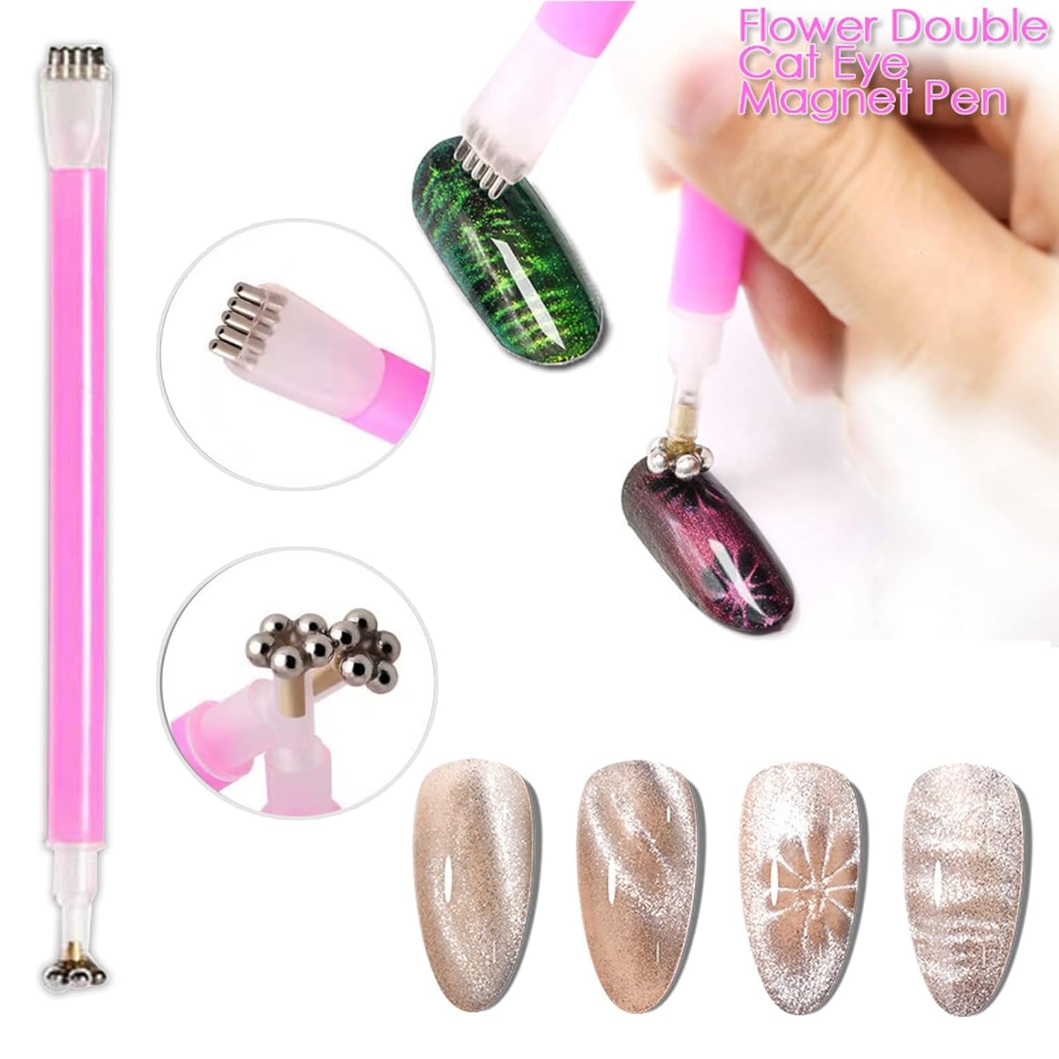 14 pezzi Nail Art Werkzeug Magnetstift DIY Magic 3D Magnet Stick Set Verwendung con Cat Eye Gel Pulver o der Nagelack - Magnetic Stift Katze Eye Pen per un ideale effetto magico Katzenaugen