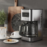Macchina per caffè espresso AEG Deli 5, 1,5 l, timer programmabile, funzione di mantenimento in caldo, arresto di sicurezza, indicatore del livello dell'acqua, dosaggio ottimale, funzione antigoccia, acciaio inossidabile, CM5-1-6ST