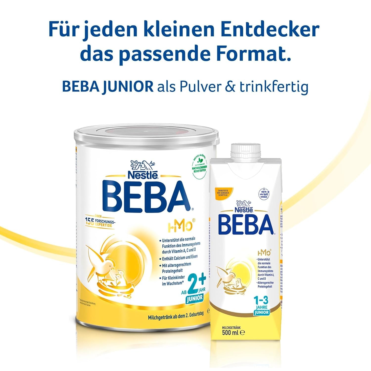 BEBA Junior 2+ bevanda a base di latte a partire da 2 anni, Con HMO, Contenuto proteico adatto all'età, Solo lattosio, Senza olio di palma, Senza olio di pesce, Alimenti per bambini, Latte in polvere per bambini, Confezione da 6 (6 x 800 g)