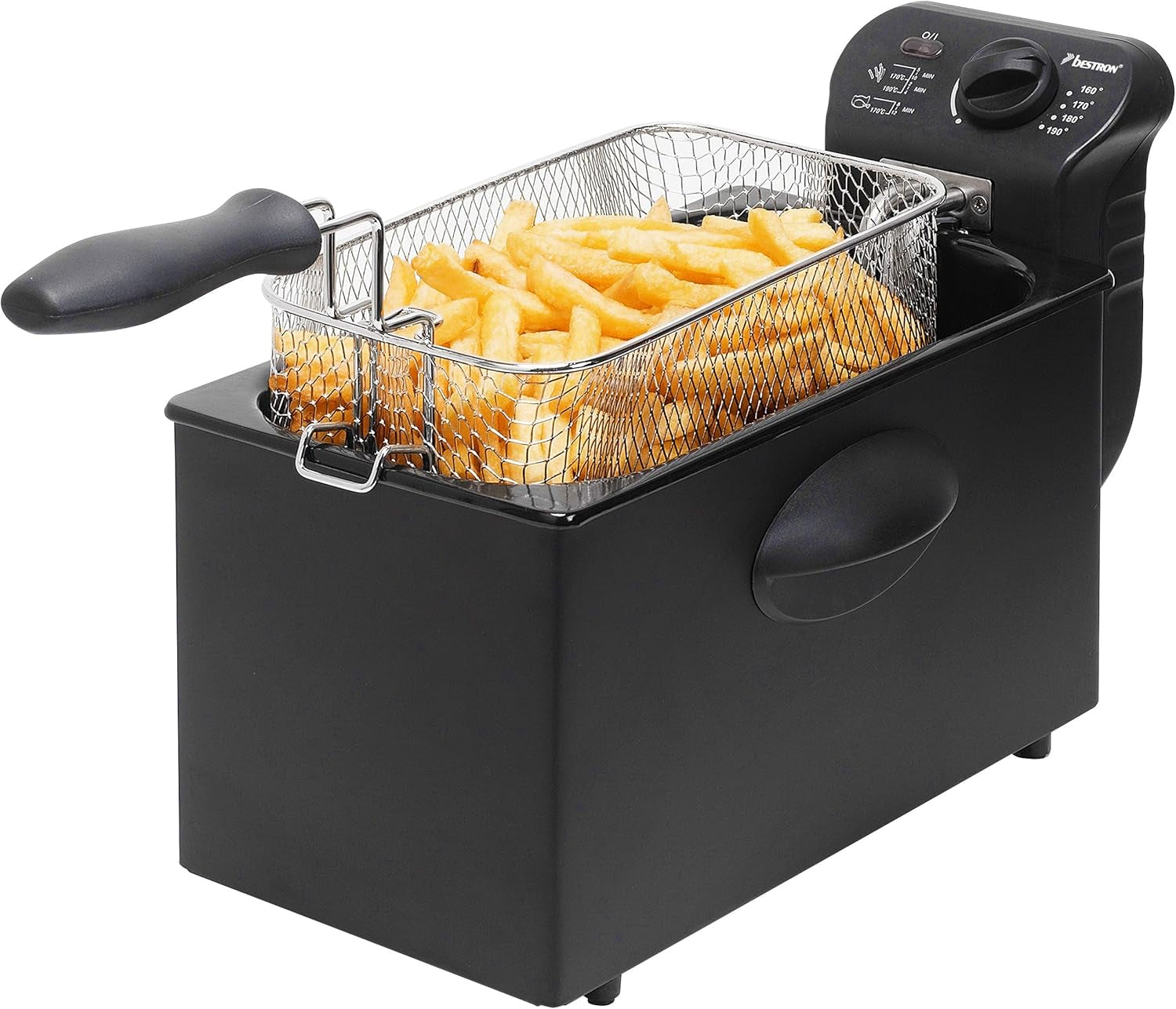 Friggitrice ad olio Bestron con tecnologia zona fredda, 3,5 litri, 2000 watt Elettrodomestici Naty Shop Nera Singola