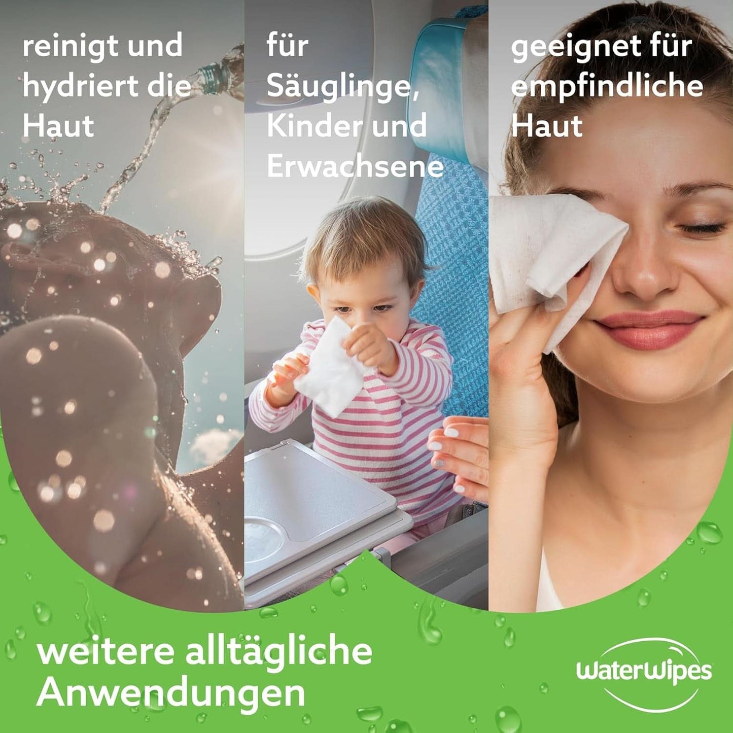 Waterwipes Salviette Idratanti e Detergenti con il 99% di Acqua ed Estratto di Aloe Vera Salviettine Umidificate Viso e Corpo Naty Shop