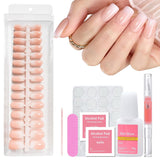 Set di 240 unghie quadrate sfumate, unghie artificiali sfumate bianche nude per colla con penna a olio, unghie finte naturali medie ombre per donne fai da te (Nude Square)