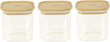 Set di 3 contenitori quadrati in vetro con coperchio in bambù-800 ml, vetro borosilicato, bambù, silicone, naturale, 11 x 11 x 11 cm Scatole per alimenti Naty Shop 11 X 11 X 11 cm