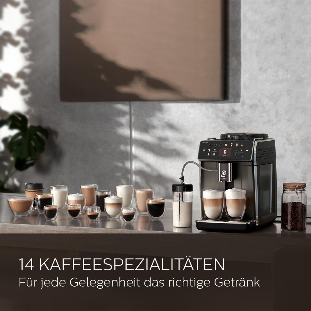 Caffettiera automatica Saeco GranAroma - 14 specialità di caffè, display a colori intuitivo, 4 profili utente, macinatore in ceramica, 1500 Watt (SM6580/10)