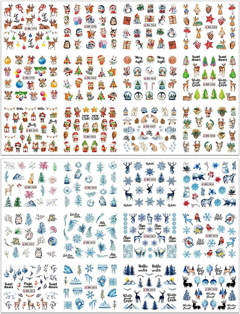 Adesivi per unghie natalizi 3D Trasferimento acqua autoadesivo Albero di Natale Fiocco di neve Alce Pinguino Nail art natalizia Disegni per unghie invernali Adesivi natalizi Accessori per unghie