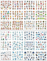 Adesivi per unghie natalizi 3D Trasferimento acqua autoadesivo Albero di Natale Fiocco di neve Alce Pinguino Nail art natalizia Disegni per unghie invernali Adesivi natalizi Accessori per unghie