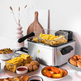 Friggitrice Tristar, 1 cestello grande e 2 cestelli piccoli, termostato regolabile, zona di raffreddamento, 5 litri, 2000 W, FR-6949 Elettrodomestici Naty Shop