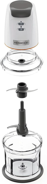 Kenwood Easychop CHP61.000WH, Zerkleinerer Mit Vier Klingen, Schüssel 0.5 L, Druckantrieb, 2 Geschwindigkeiten, Rutschfester Ring, Spülmaschinenfest, Eisbrecher, 500 W, Weiß Kitchen Naty Shop