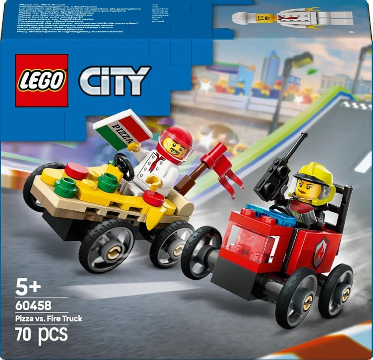 Furgone per la consegna delle pizze LEGO City vs. Camion delle pizze - Giocattolo Soapbox per ragazze e ragazzi dai 5 anni - Set da costruzione con 2 minifigure di autisti - Regalo di compleanno e di festa 60458 Set da costruzione Besuche den LEGO-Store