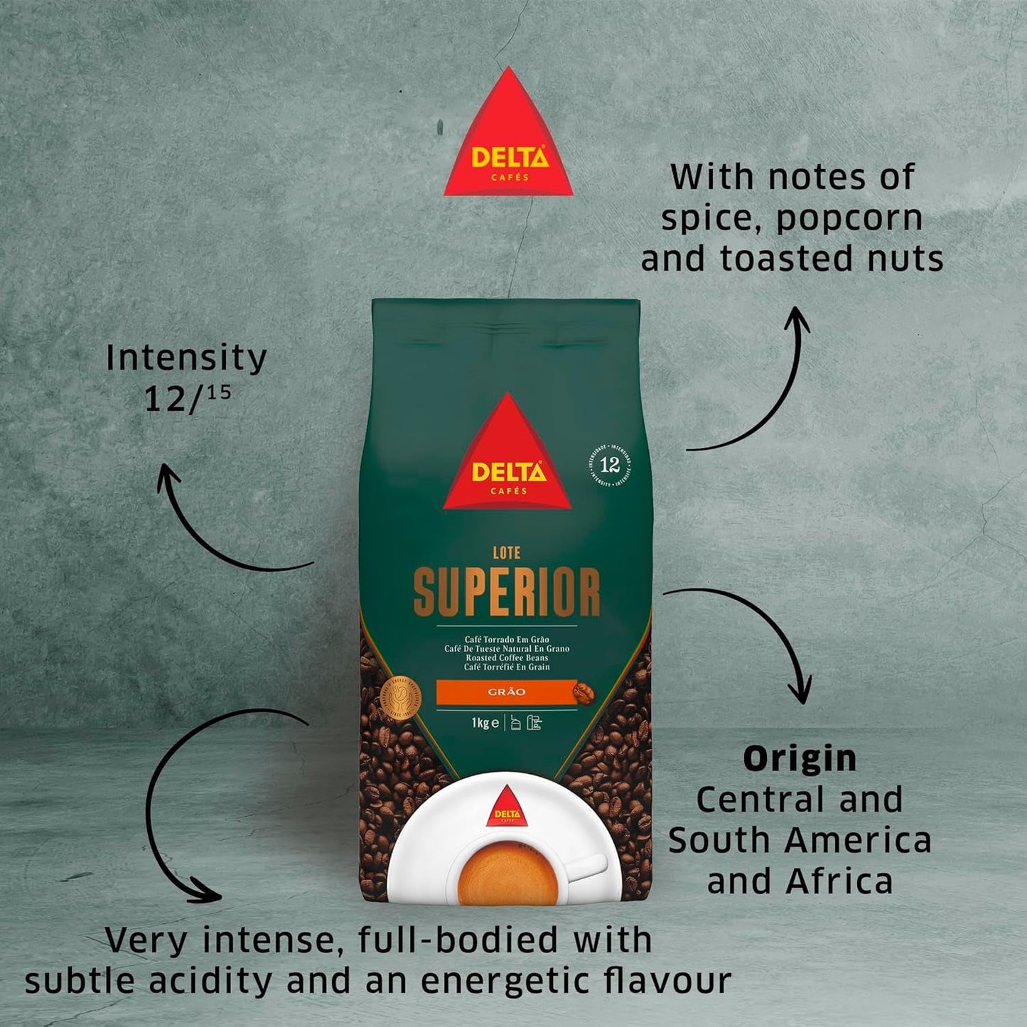 Caffè Delta Superior Premium in grani, 1 kg