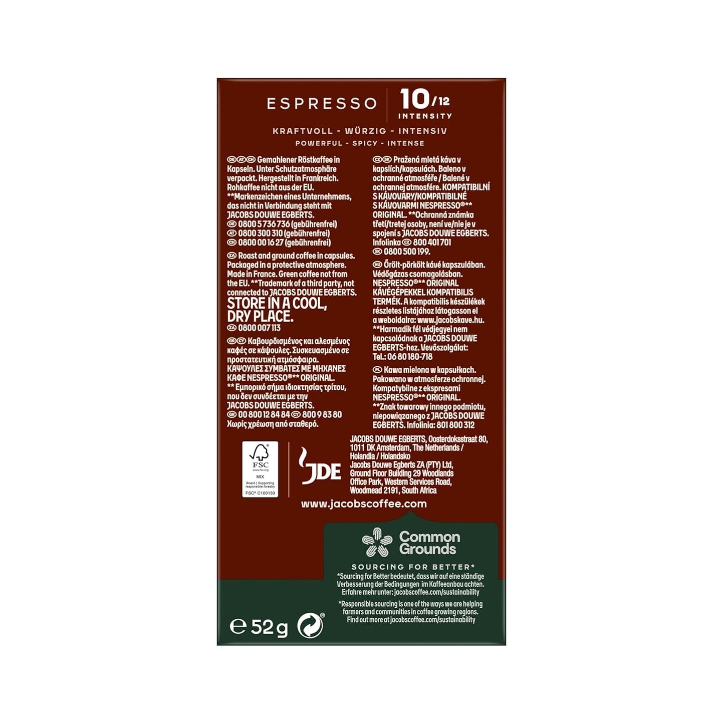 Jacobs Kaffeekapseln Espresso Intenso, Intensität 10/12, 10 x 10 Getränke, Nespresso* compatibile Kaffee Kapseln, 100 Kapseln
