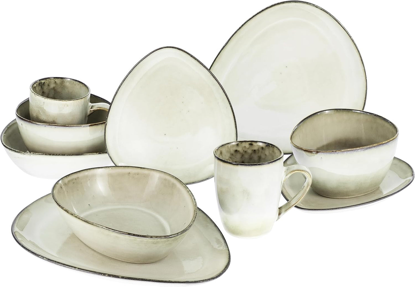 CreaTable, 23769, Serie CLOUDY, Sabbia, Set di stoviglie da 10 pezzi, Servizio combinato in porcellana, Lavabile in lavastoviglie e adatto al microonde, Produzione di qualità