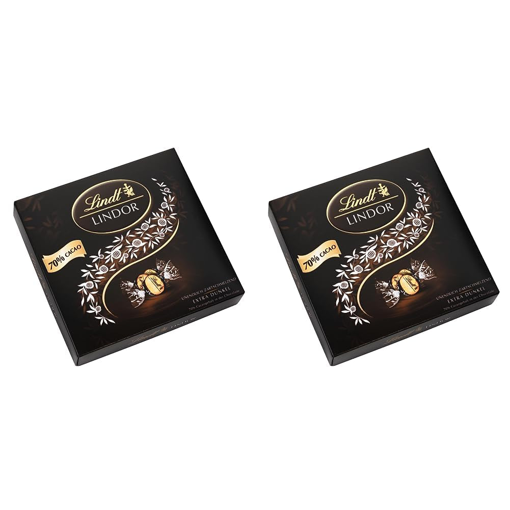 Confezione regalo LINDOR Extra Black 70% Cacao, Cioccolato regalo, ca. 15 tartufi LINDOR, 186 g (confezione da 2)
