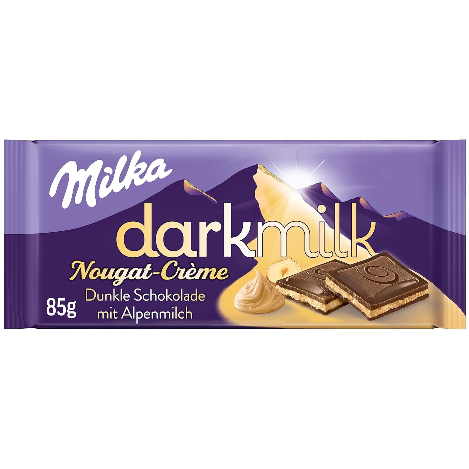 Milka Black Milk – Cioccolato fondente alpino con ripieno cremoso al latte e torrone – 85g (confezione da 5)
