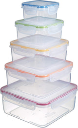 LocknLock PP Classic barattoli per la conservazione degli alimenti set 5 pezzi | 180 ml, 350 ml, 600 ml, 870 ml, 3,6 l | 100% a tenuta d'aria e acqua | senza BPA | organizer per congelatore e frigorifero | lavabili in lavastoviglie e adatti al microonde Contenitori per alimenti Naty Shop Square 5 pz. (multicolore)