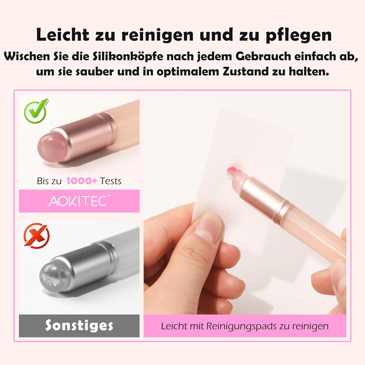 Aokitec 14 Pezzi Silikon Tool Pinsel per Gel Naillack UV, Pinsel Gel Wiederwendbare per UV Naillack Chrome Nail Powder, Accessori per Nail Art per Ombre Blush Mirror Effekt, Nail Selber Machen