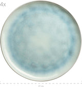 MÄSER Serie Frozen, servizio di stoviglie in ceramica per 4 persone, servizio combinato da 16 pezzi con forme organiche, servizio colorato, gres, verde turchese